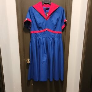 RockABillyGirlZ Royal Blue Dress with Bold Red Accents. NWT.  Size 18